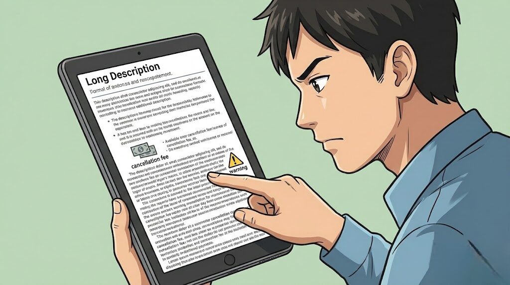 キャンセル料の搾取を防ぐ商品説明の読み方
