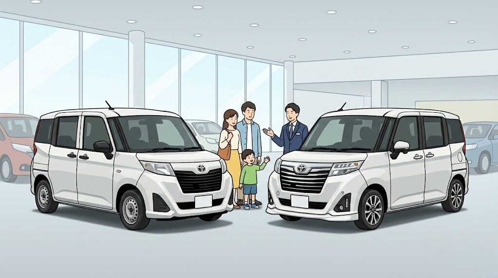 ジャスティとルーミーの兄弟車で異なるグレード