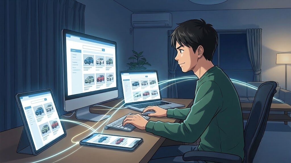 欲しい車を逃さないための効果的なサイト併用術
