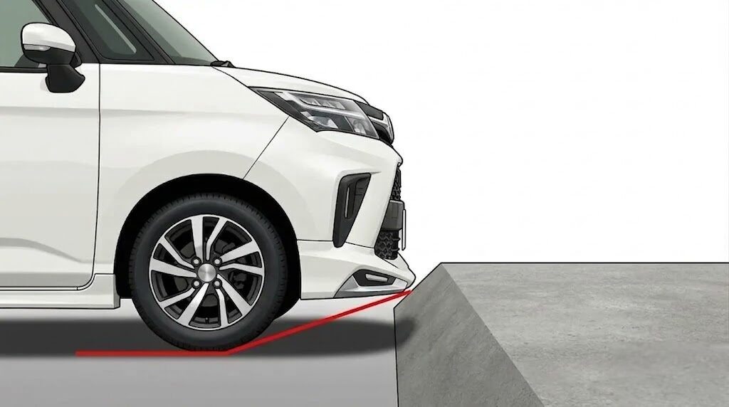 段差や坂道でガリ傷を作りやすいアプローチアングル