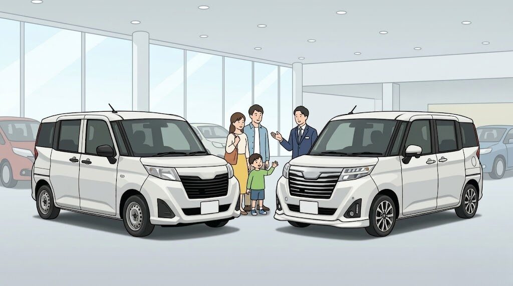 ジャスティとルーミーの兄弟車で異なるグレード