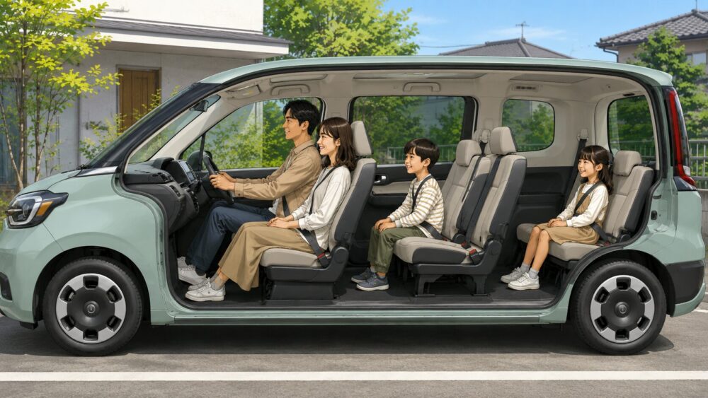 シエンタの3列シートと室内寸法を家族の乗車姿勢で確認する車内