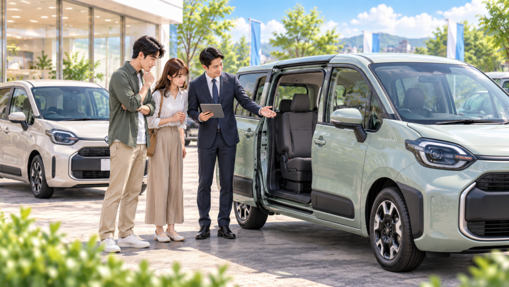 シエンタの未使用車や試乗車落ちを販売店で詳しく確認するイメージ