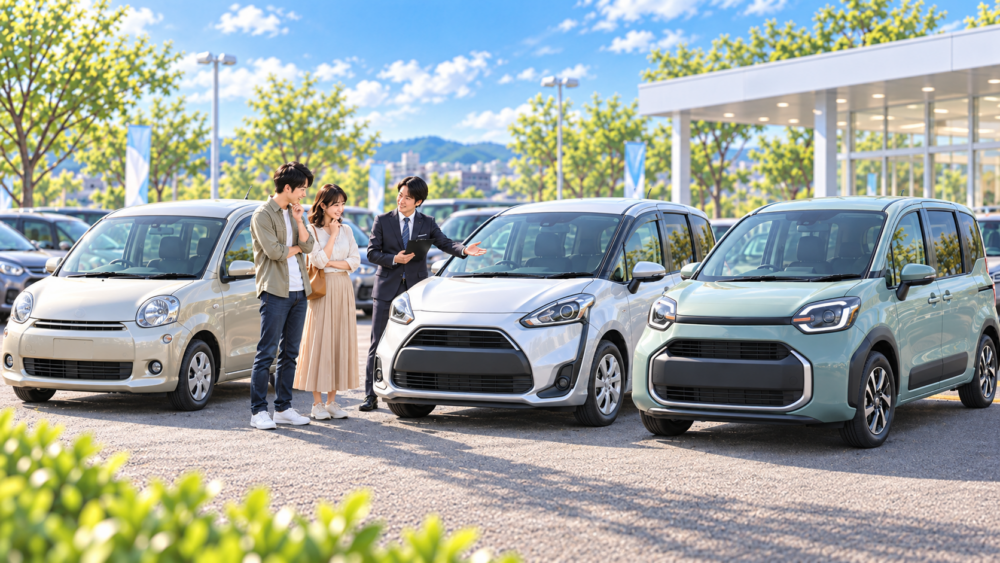 初代から三代目までのシエンタ中古車を並べて予算別の選び方を比較するイメージ