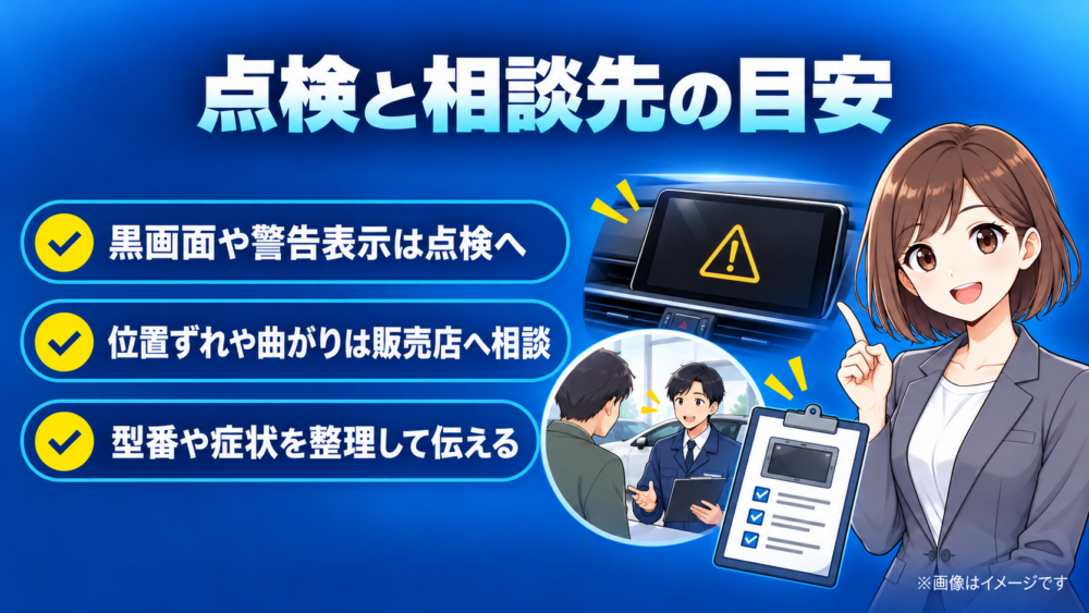 トヨタ車のバックモニターでガイド線が戻らない場合の点検ポイントと販売店への相談目安をまとめた解説画像